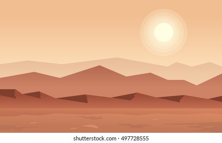 Silhouette of mountain at sunset vector illustration