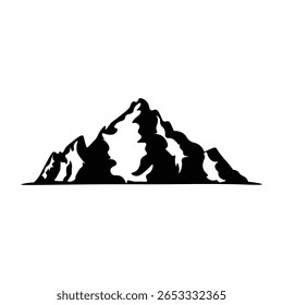 Ilustración vectorial de montaña de la silueta aislada en el fondo blanco.