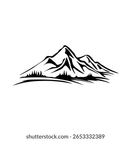 Silhueta montanha vetor ilustração isolado no fundo branco.