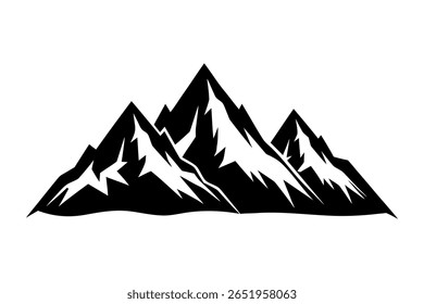 Silhueta Montanha Vetor - Paisagem Minimalista, Cena Natureza Negra, Arte Aventura ao Ar Livre, Ilustração Wilderness