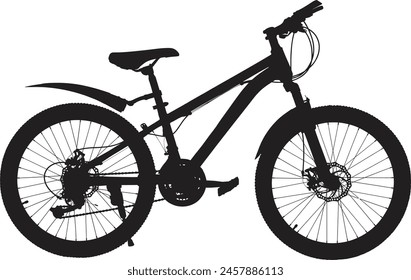 Silhouette mountainbike with thick offroad tyres for vector illustration. Icon, vector, bicycle icon, Bike icon vector logo template. 