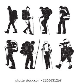 Silhouette mountaineers for a variety of purposes
