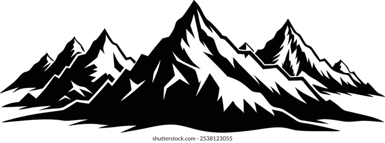 Silhouette of mountains and adventure wildlife landscape illustration icon vector 
