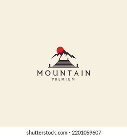 silhouette of mountains and docks retro logo vector icon symbol illustration design
