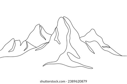 Silhouette of mountains drawn by line. International Mountain Day. Drawing for different uses. Vector illustration.