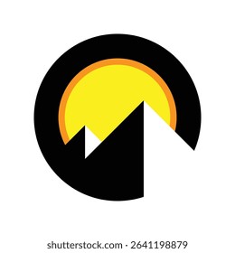 silhouette of mountains and sun logo vector