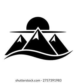 Silhouette of mountains with sun setting