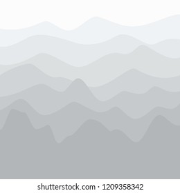 Silhouette of Mountains at Sunrise , Early Morning Mountain View, Peaks and Ridges in Shades of Gray, Travel and Tourism Concept, Vector Illustration