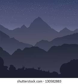 Silhouette of mountains, vector illustration