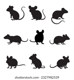 Colección de ratón de silueta - ilustración vectorial