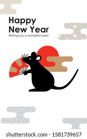 Silhouette mouse with fan &the  first sunrise