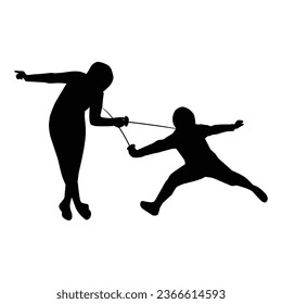 silhouette of the movement of a fencing player