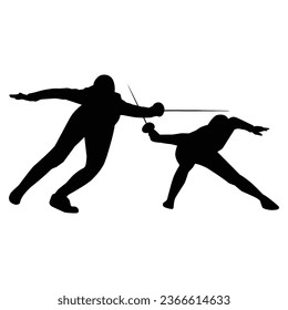 silhouette of the movement of a fencing player