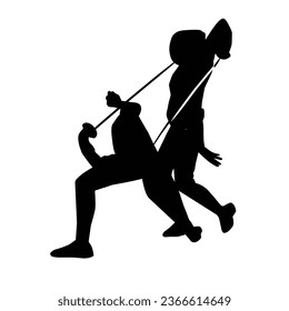 silhouette of the movement of a fencing player