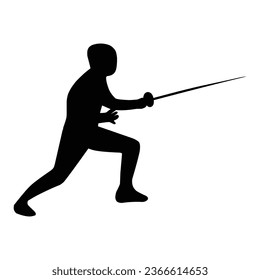 silhouette of the movement of a fencing player