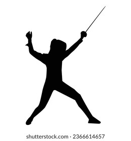silhouette of the movement of a fencing player