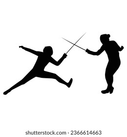 silhouette of the movement of a fencing player