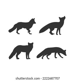 Silhouette movement fox on white background, set of movement fox
silhouette