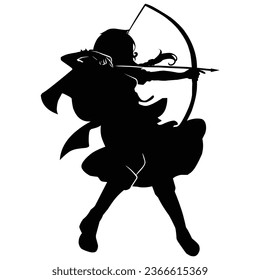 silhouette of the movements and body shape of an archer