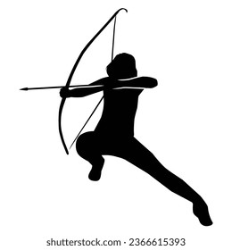 silhouette of the movements and body shape of an archer