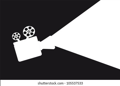 silhouette movie projector with space for copy. vector illustration