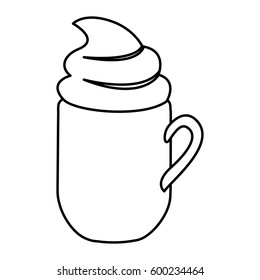 silhouette mug of cappuccino with cream vector illustration