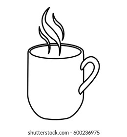 silhouette mug coffee with smoke vector illustration