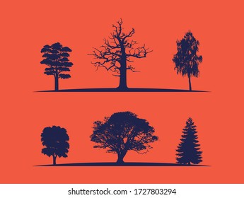 Silhouette multi pack featuring a variety of trees