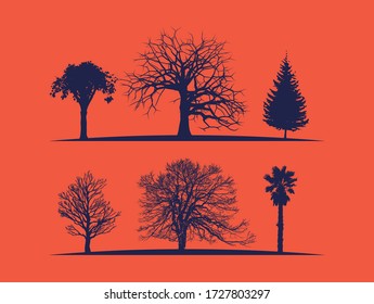 Silhouette multi pack featuring a variety of trees