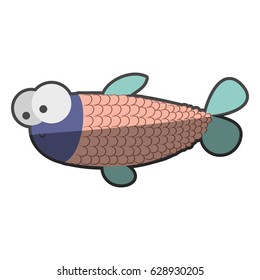 silhouette multicolor of fish with big eyes and elongated body vector illustration