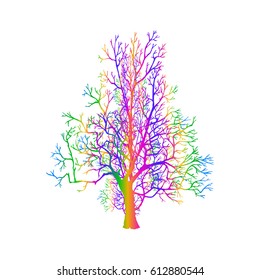 Silhouette Multicolor Tree without Leaves Vector Illustration. 