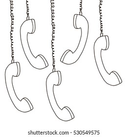 silhouette multiple handset hanging of the cord