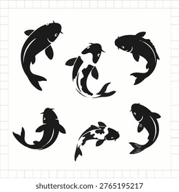 Silhouette of multiple koi fish