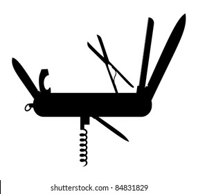 Silhouette of multi-tool Instrument (knife)