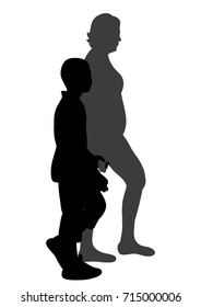 silhouette mum with son go