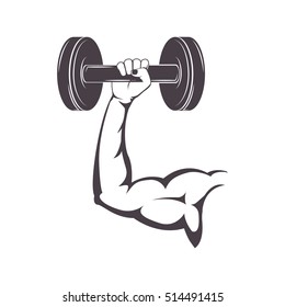 silhouette muscular arm holding a disc weights