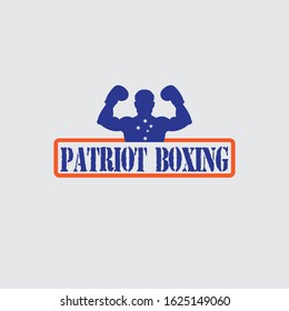 Silhouette of a muscular boxer in a hoodie against the backdrop of a boxing ring 