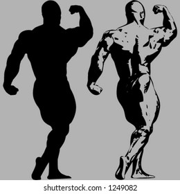 silhouette of muscular man posing