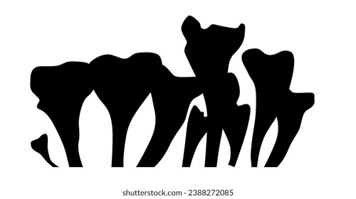 Silhouette of a mushroom colony Guihuang mushroom, sweet ear of osmanthus Dacryopinax spathularia.