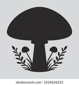 Silhueta Mushroom ilustração de arte vetorial .