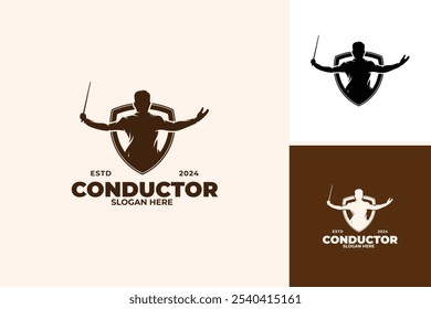 Silhouette of Music conductor logo, Suitable for Musical Arranged and orchestra logos