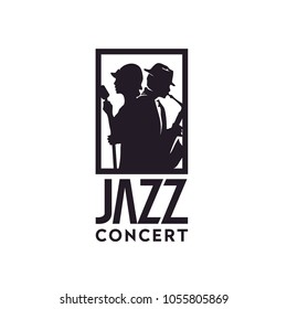 Silhouette Music Jazz Singer Saxophone Player Classic Logo design inspiration