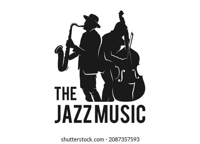 Silhouette Music Jazz Singer Saxophone Player Classic Logo design inspiration