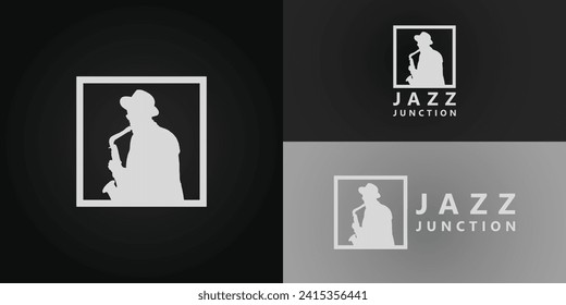 Silhouette Music Jazz Singer Saxophone Player Classic Logo inspirado en el diseño presentado con múltiples colores de fondo. El logotipo es adecuado para una plantilla de inspiración con el logotipo de un club de jazz