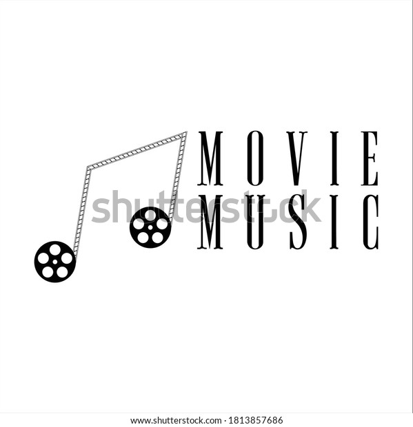 Silhouette Music Note\
with Negative Film Reel Stripes  for Movie Production House Logo\
Design\
Inspiration\
