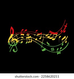silueta Estilo de reggae de escala de música.Etiqueta de diseño - Vector
