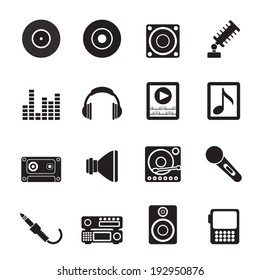 Silhouette Music and sound icons -  Vector Icon Set