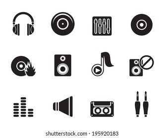 Silhouette Music and sound icons -  Vector Icon Set