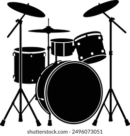 Die Silhouette Musikinstrument Drum Kit Vektorgrafik.