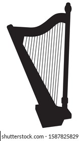 silhouette of a musical instrument harp vector illustration